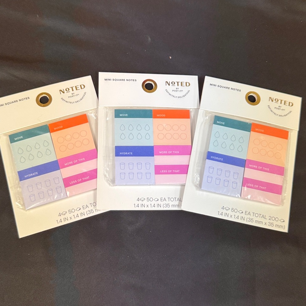 Noted by Post-It Mini Square Notes Set move hydrate mood more of this less of